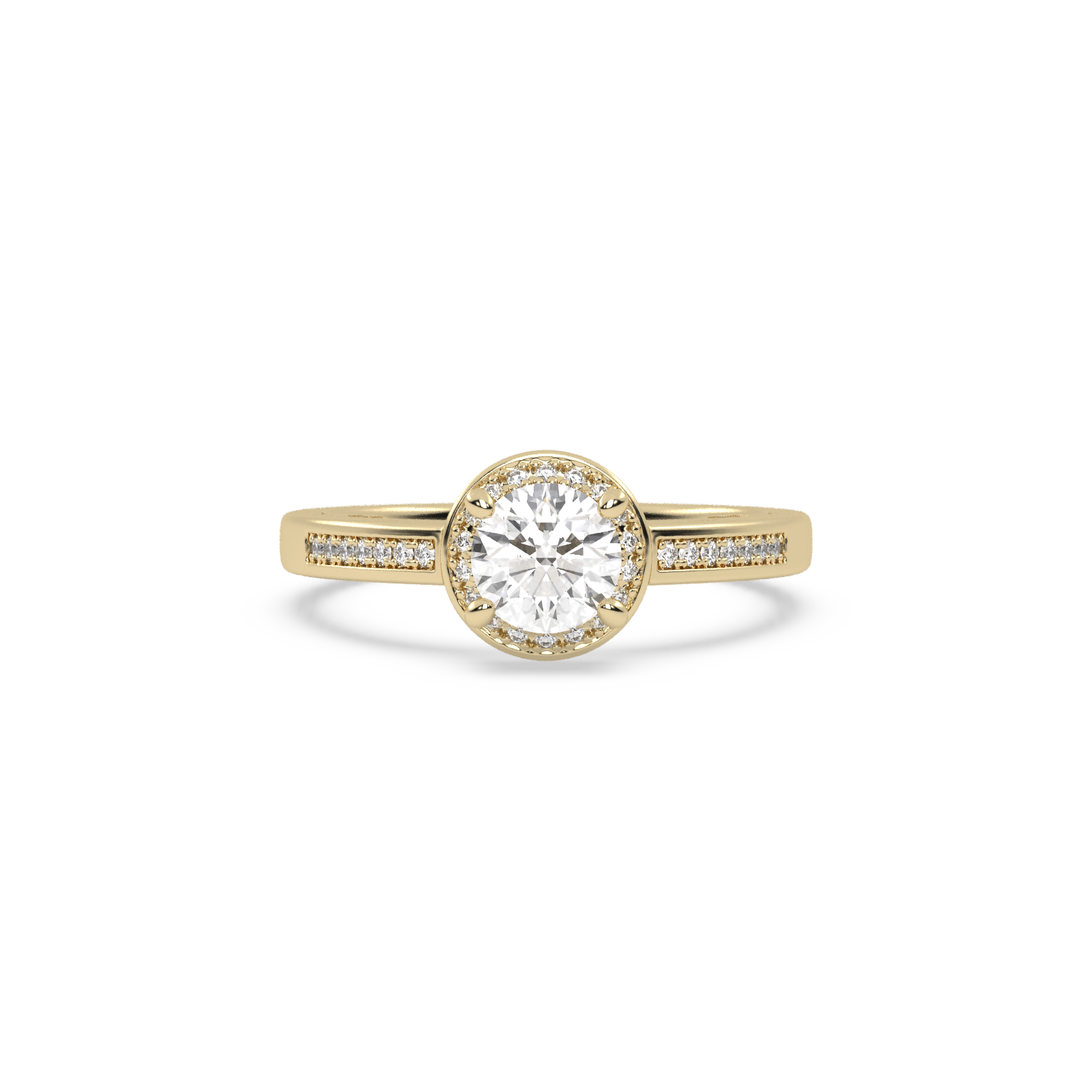 Yellow Gold Studded 0.77 Carat Lab Grown Diamond Ring-E Color VS1 Clarity.